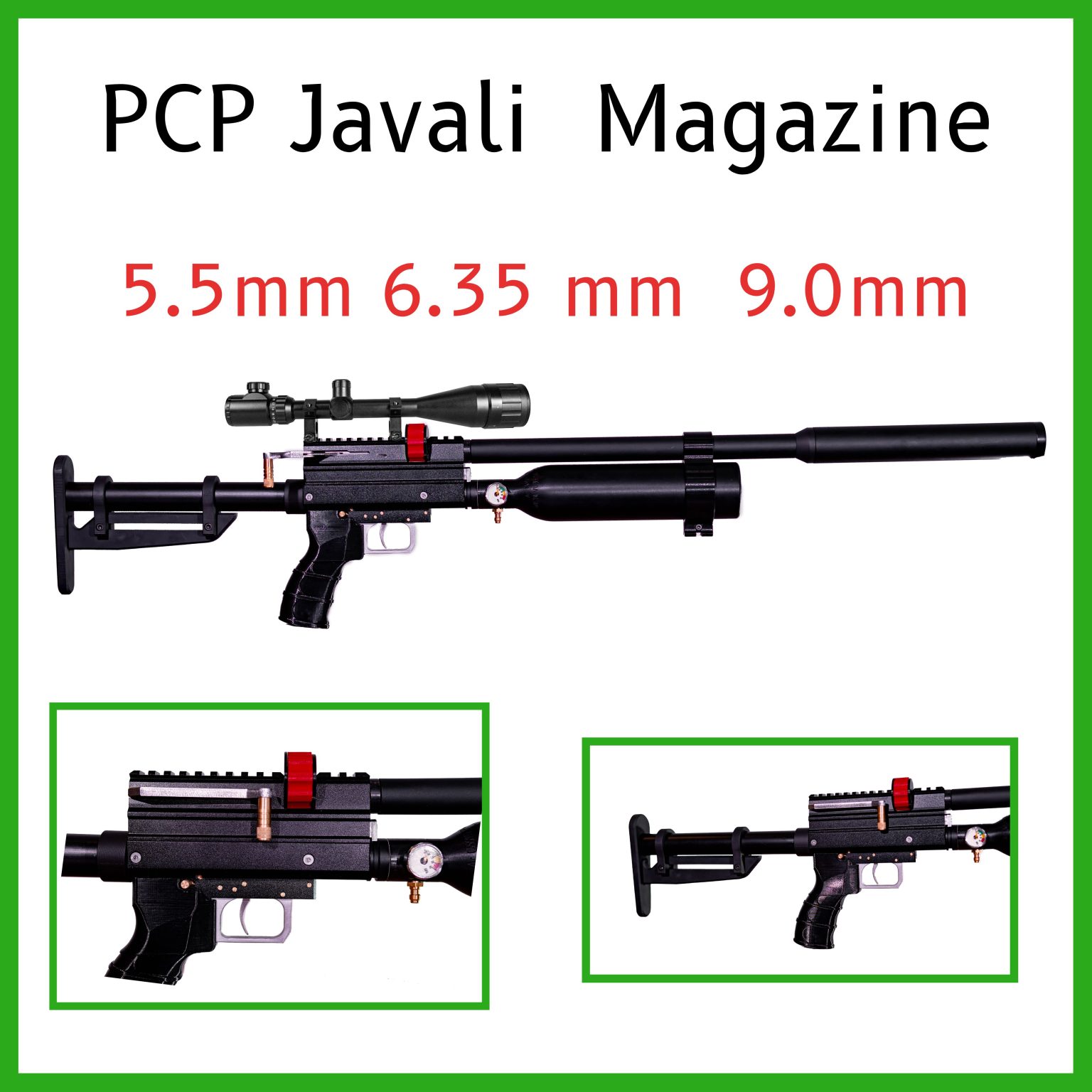 Carabina PCP Javali Com Magazine Mm Cano Cm Com Shock Pcp Javali